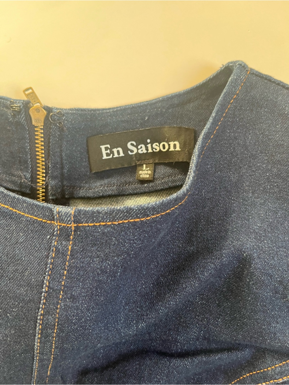 En Saison Boho Contrast Stitched Ruffle Tiered Flouncy Denim Festival Mini Dress - Picture 4 of 11